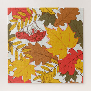 Herfstbladeren, eenvoudig naadloos patroon legpuzzel