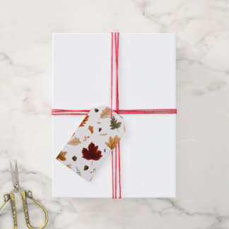 Herfstbladeren & Eikelpatroon Cadeaulabel