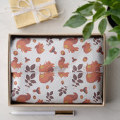 Herfstbladeren, eikels en vierkant patroon tissuepapier (Geschenk)