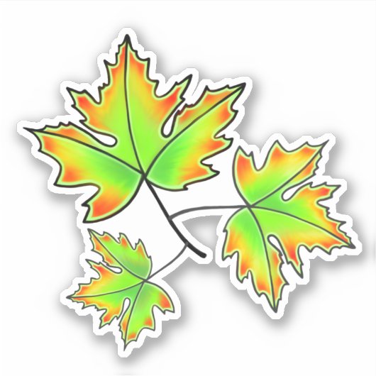 Herfstbladeren elegante herfst botanisch sticker (Voorkant)