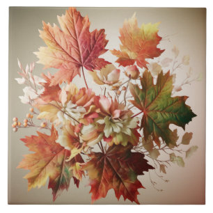 Herfstbladeren en -bloemen in Herfst Boeket Art Tegeltje