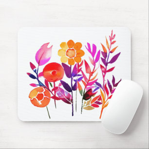 Herfstbladeren En Bloemen In Waterverf Wit Muismat