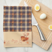 Herfstbladeren en bloemen op plaid theedoek (Quarter Fold)