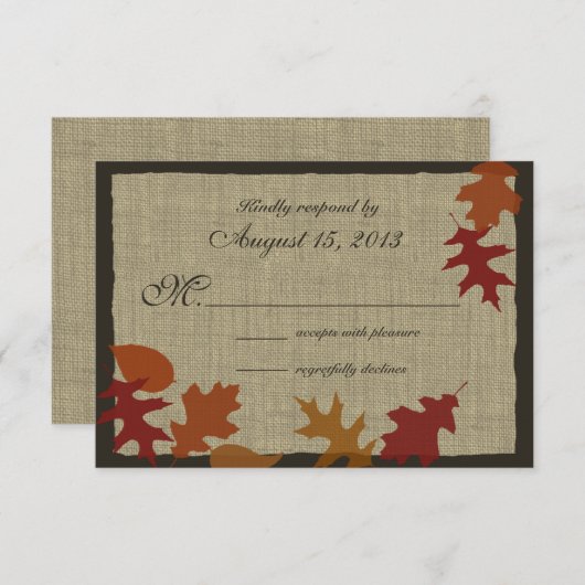 Herfstbladeren en Burlap RSVP (Voorkant / Achterkant)