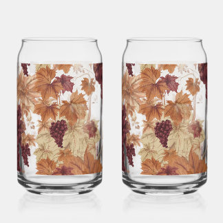 Herfstbladeren en druiven wijngaard blikvorm glas
