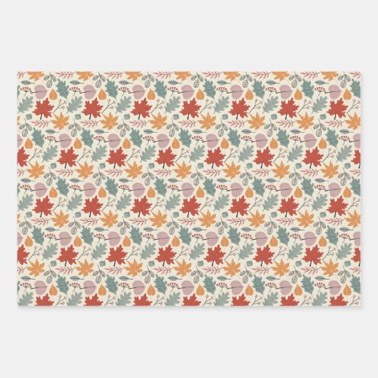 herfstbladeren en eikels inpakpapier vel (Voorkant)