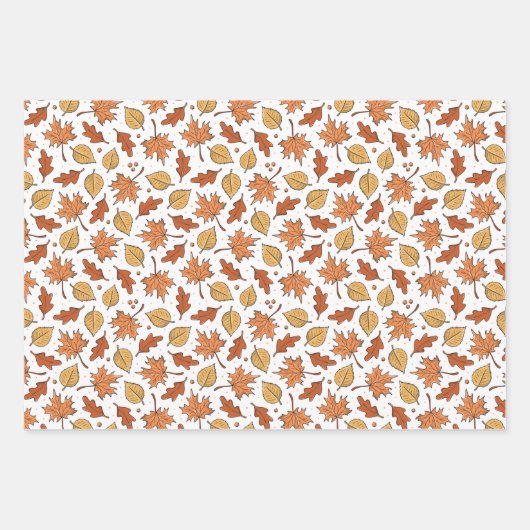 Herfstbladeren en eikels patroon inpakpapier vel (Voorkant 3)