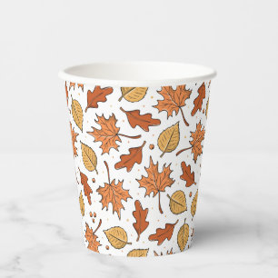 Herfstbladeren en eikels patroon papieren bekers