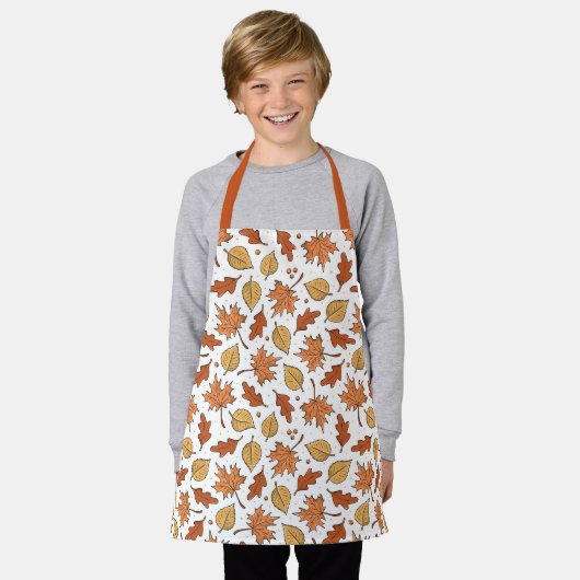 Herfstbladeren en eikels patroon schort (Gedragen)