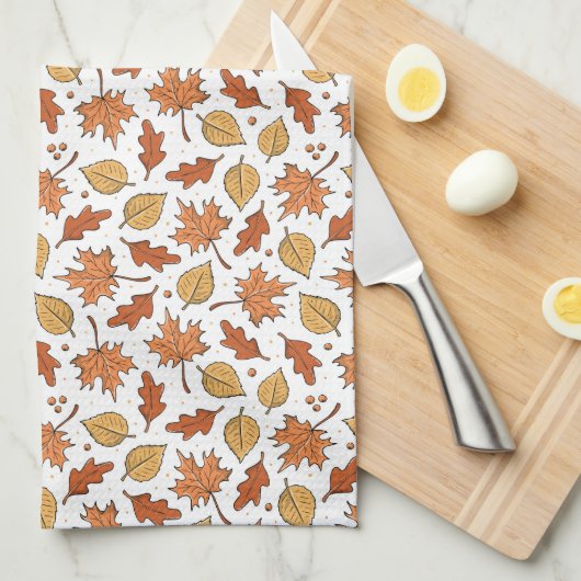 Herfstbladeren en eikels patroon theedoek (Quarter Fold)