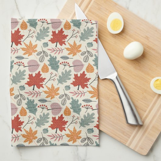 herfstbladeren en eikels theedoek (Quarter Fold)