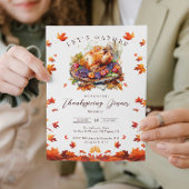 Herfstbladeren en geroosterde kalkoen Thanksgiving Kaart