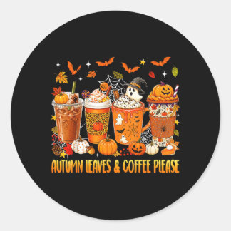 Herfstbladeren En Koffie Griezelige Pompoen Hallow Ronde Sticker