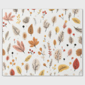 Herfstbladeren en Natuur Elementen Patroon Cadeaupapier (Vlak)