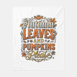 Herfstbladeren En Pompoenen Alsjeblieft Vintage Fleece Deken