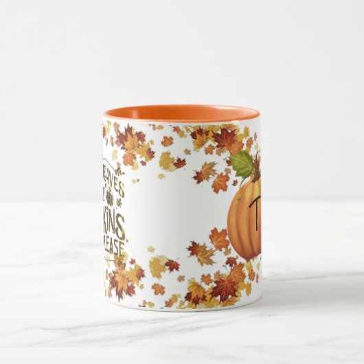 Herfstbladeren en pompoenen graag monogram pompoen mok (Midden)