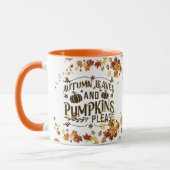Herfstbladeren en pompoenen graag monogram pompoen mok (Links)