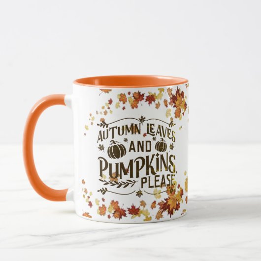 Herfstbladeren en pompoenen graag monogram pompoen mok (Links)