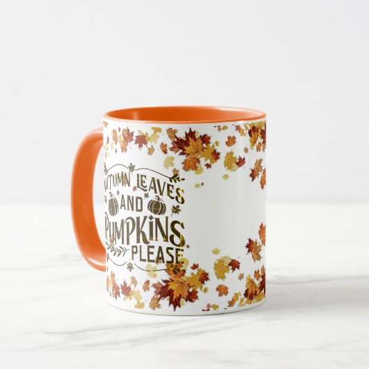 Herfstbladeren en pompoenen graag monogram pompoen mok (Voorkant links)