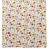 Herfstbladeren en pompoenen in witte Thanksgiving Douchegordijn (Voorkant)