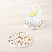 Herfstbladeren en pompoenen in witte Thanksgiving Zandsteen Onderzetter (Zijkant)