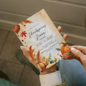 Herfstbladeren en pompoenen Thanksgiving Diner Kaart