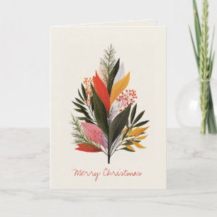 Herfstbladeren en takken Kerstboom Feestdagen Kaart