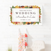 Herfstbladeren en -veren | Welkom op onze bruiloft Spandoek (Insitu)