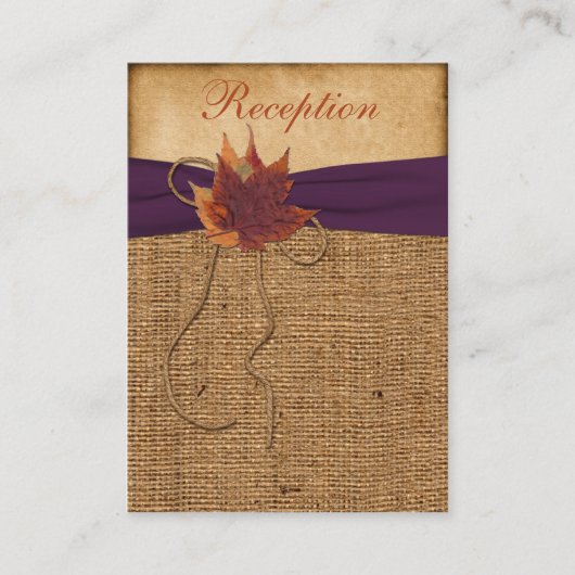 Herfstbladeren FAUX Burlap Receptie Enclosure Kaar Informatiekaartje (Voorkant)