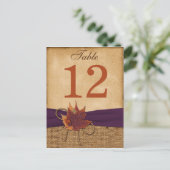 Herfstbladeren, FAUX Burlap Tafelnummer Post Kaart (Staand voorkant)