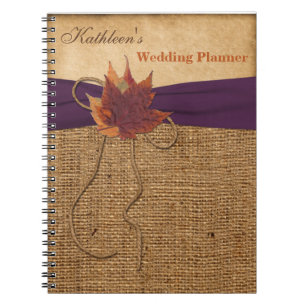 Herfstbladeren FAUX Burlap Wedding Planner Notitie Notitieboek