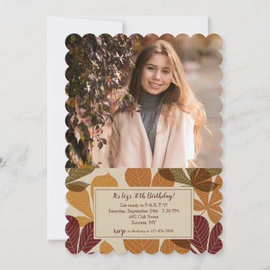 Herfstbladeren Foto 2 Uitnodiging (Voorkant)