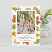 Herfstbladeren Foto Happy Thanksgiving Kaart (Staand voorkant)