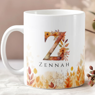 Herfstbladeren Gepersonaliseerd Monogram Initiaal  Koffiemok