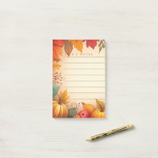 Herfstbladeren gepersonaliseerd post-it® notes (Op bureau)