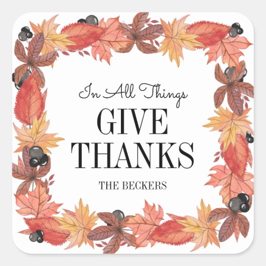 Herfstbladeren geven Bedankt Thanksgiving Sticker (Voorkant)