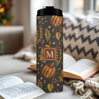 Herfstbladeren Herfst Pompoen Patroon Monogram