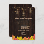 Herfstbladeren Hout Oude Lantaarns Bruiloft RSVP Kaartje (Voorkant / Achterkant)