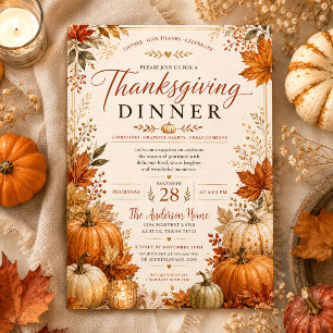 Herfstbladeren Houten Pompoenen Thanksgiving Kaart