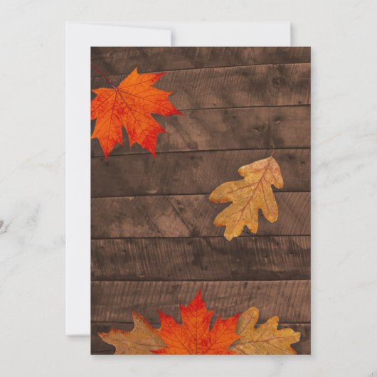 Herfstbladeren & Houten Rustieke Thanksgiving Kaart (Achterkant)