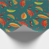 Herfstbladeren Kastanjes Patroon Elegante Herfst Cadeaupapier (Hoek)