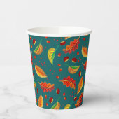 Herfstbladeren Kastanjes Patroon Elegante Herfst Papieren Bekers (Links)
