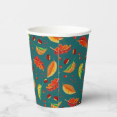 Herfstbladeren Kastanjes Patroon Elegante Herfst Papieren Bekers (Rechts)