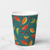 Herfstbladeren Kastanjes Patroon Elegante Herfst Papieren Bekers (Voorkant)