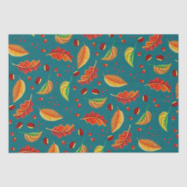 Herfstbladeren Kastanjes Patroon Elegante Herfst Tissuepapier