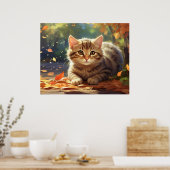 *~* Herfstbladeren Kat 5:4 Kitten Cat AP68 Poster (Keuken)