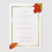 Herfstbladeren Landelijke Gouden Lijst Herfst Huw Vellum Uitnodigingen (Voorkant)