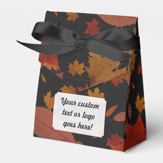 Herfstbladeren met aangepaste zwarte kleur en teks bedankdoosjes (Voorkant Zijde)