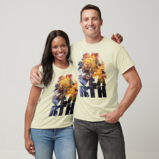 Herfstbladeren met rivier t-shirt