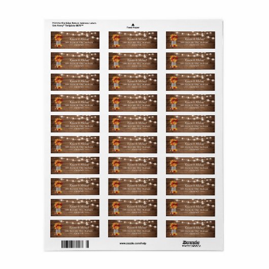 Herfstbladeren Metselwerk Pot Lichtslinger Rustiek Etiket (Full Sheet)
